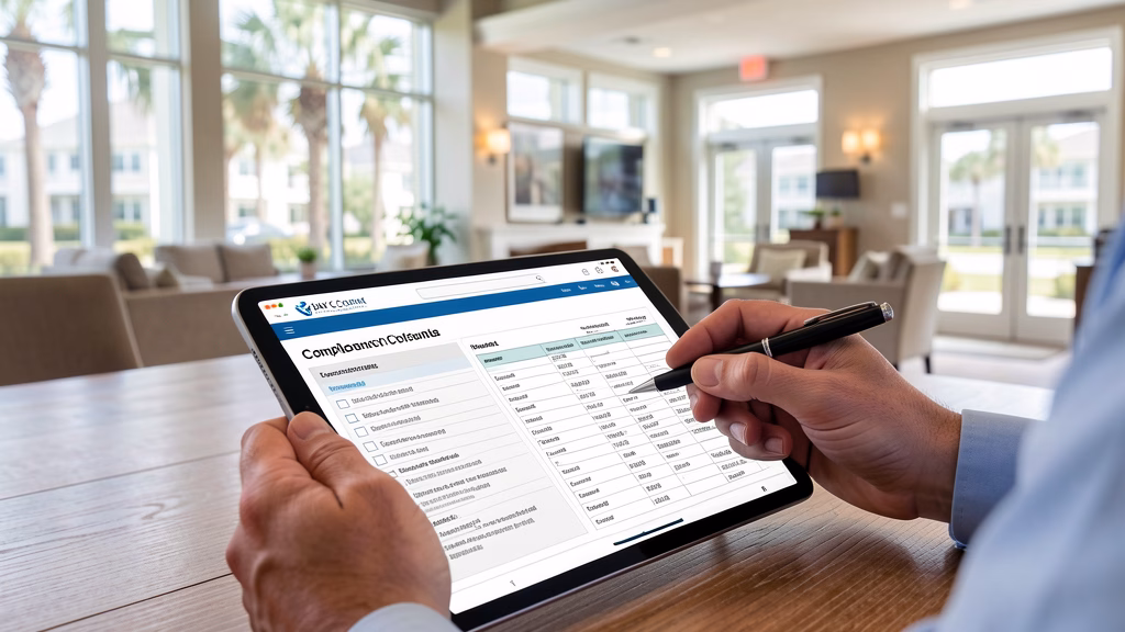 Professional review of a digital compliance checklist for a Bay County association