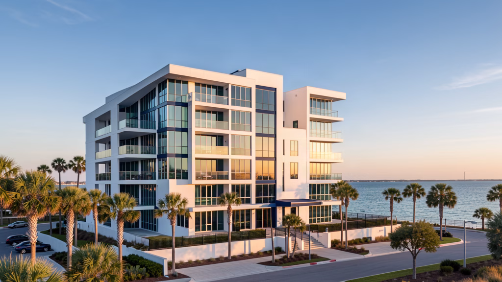 Modern coastal condominium building in Bay County Northwest Florida