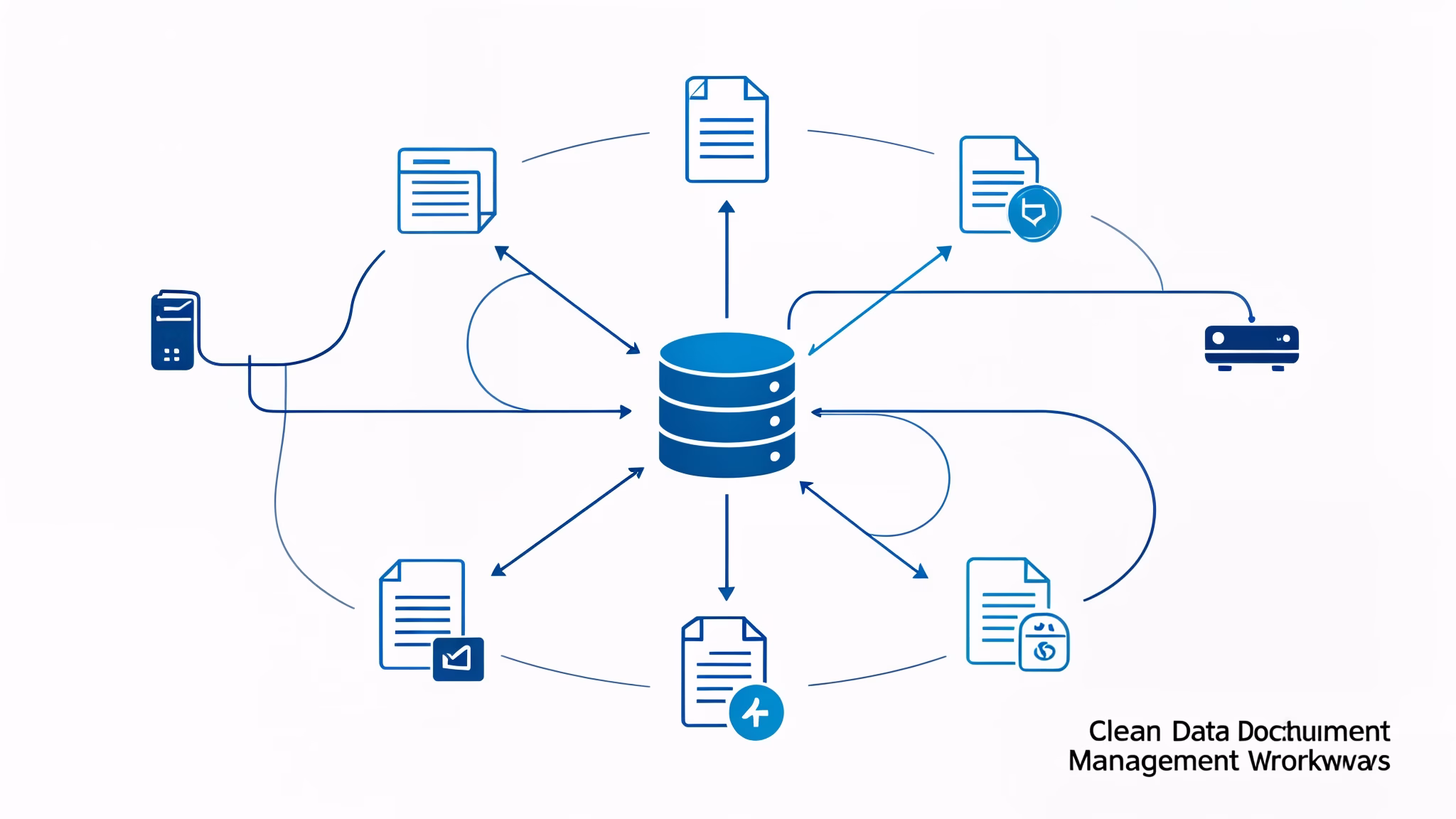 Digital document compliance workflow diagram showing automated cross-referencing