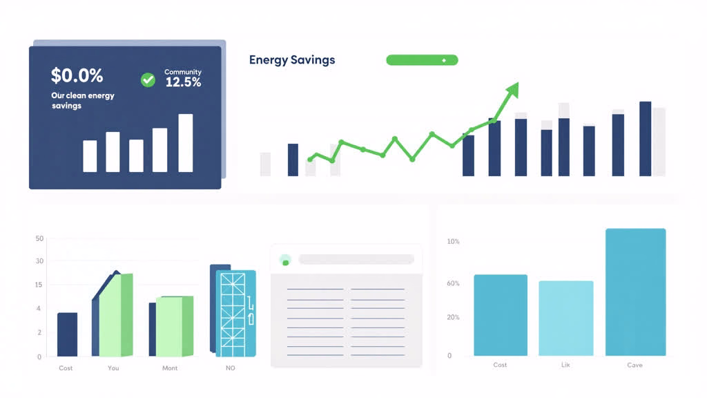 Abstract energy savings dashboard showing cost reduction from LED lighting retrofit for HOA communities