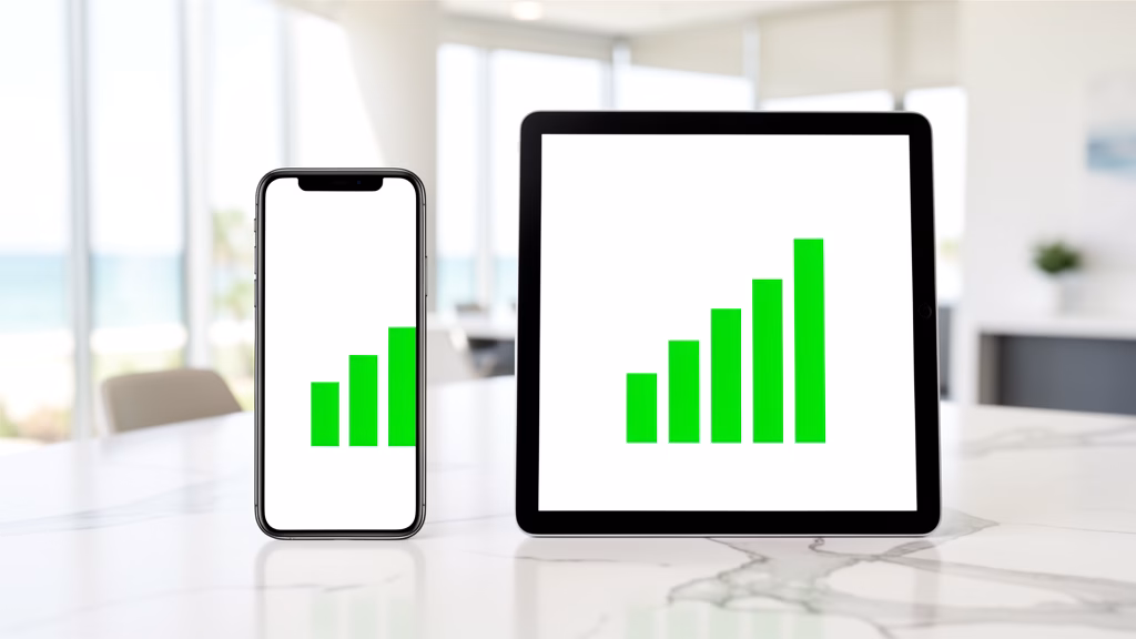 Real-time financial data trends on tablet