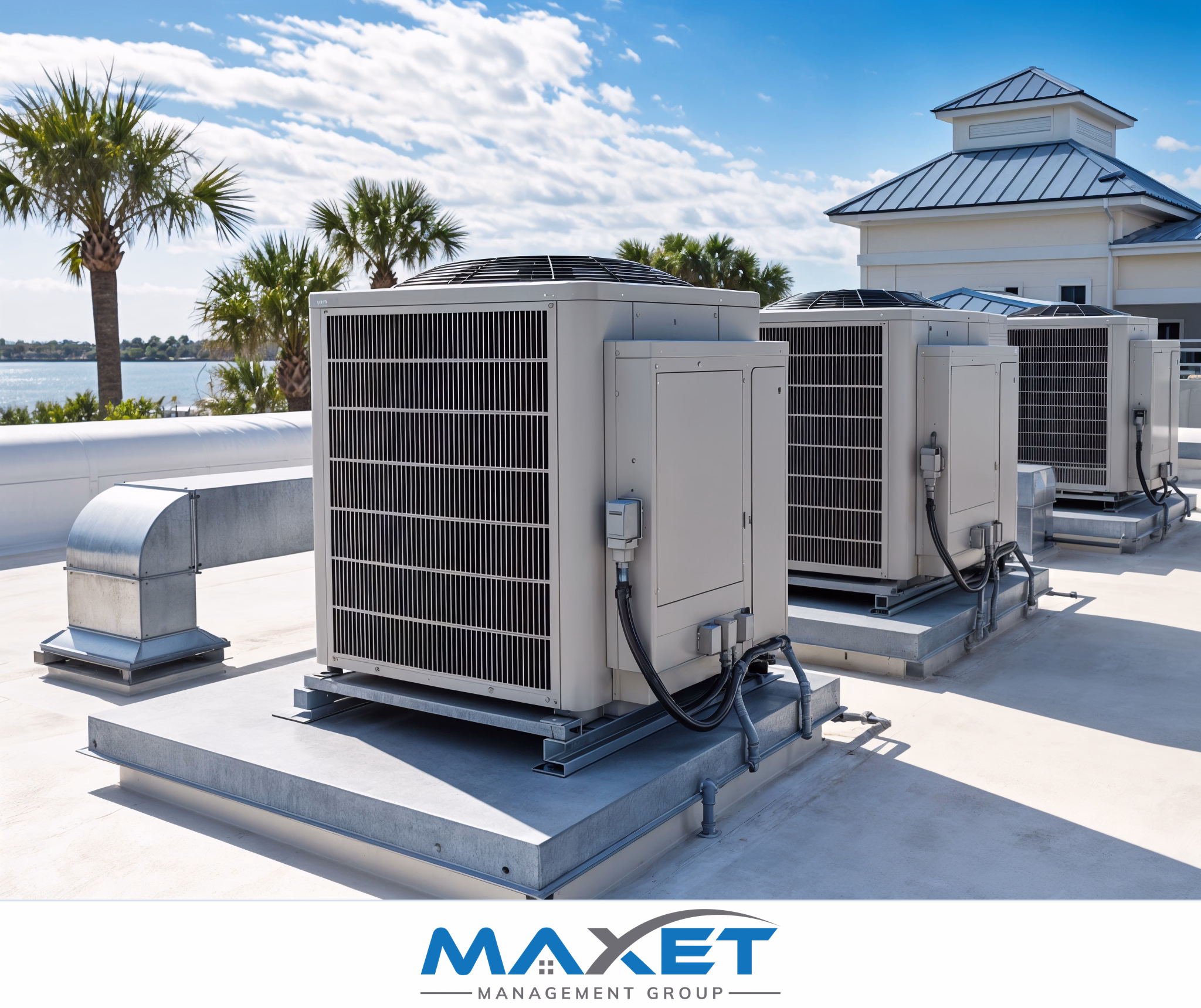 Rooftop HVAC equipment serving a Bay County HOA clubhouse or amenity building