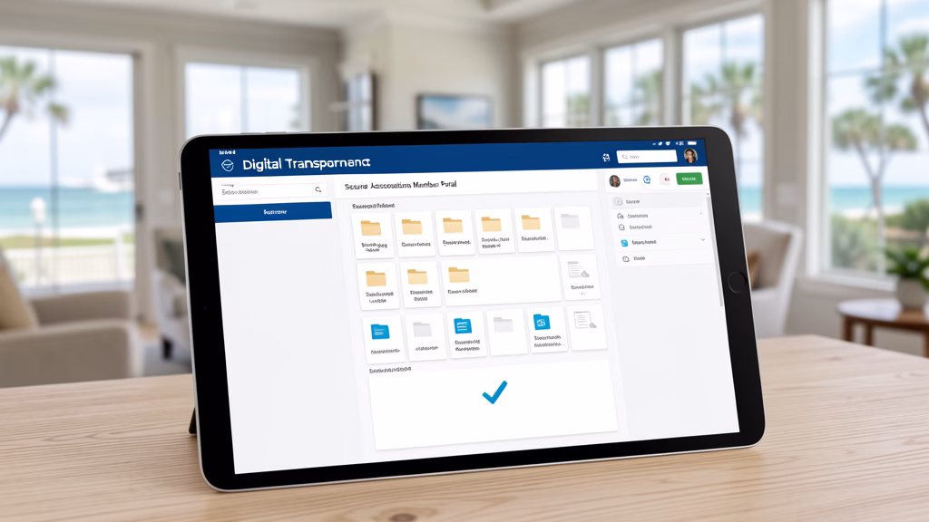 Secure association member portal on a tablet for digital transparency