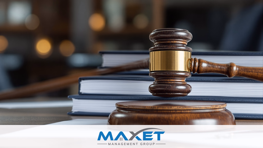 Wooden gavel on bound governance documents representing orderly enforcement