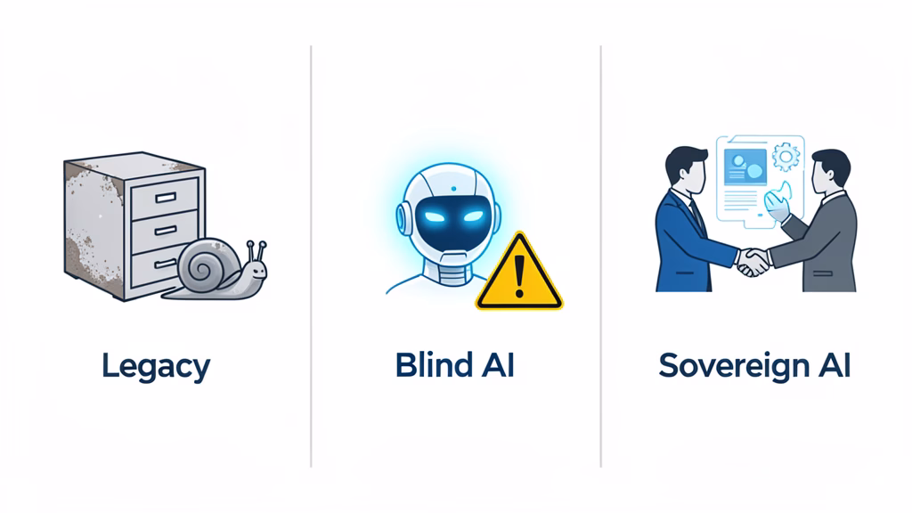 Management Spectrum: Legacy vs Blind AI vs Sovereign AI
