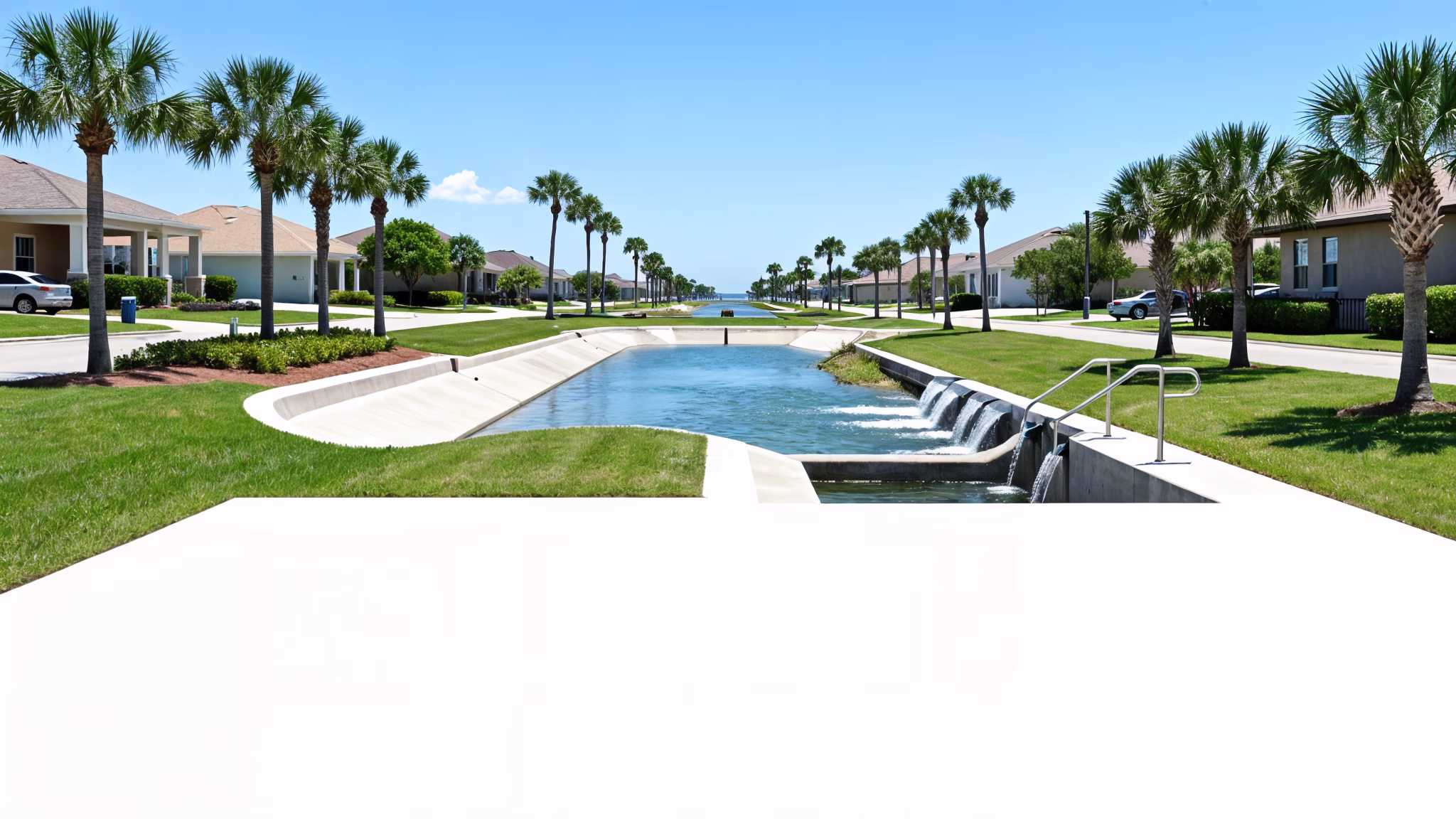 Professional view of stormwater drainage infrastructure being inspected in a Florida coastal community